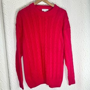 VINTAGE Fuchsia Crew Neck Cable Knit Sweater Top